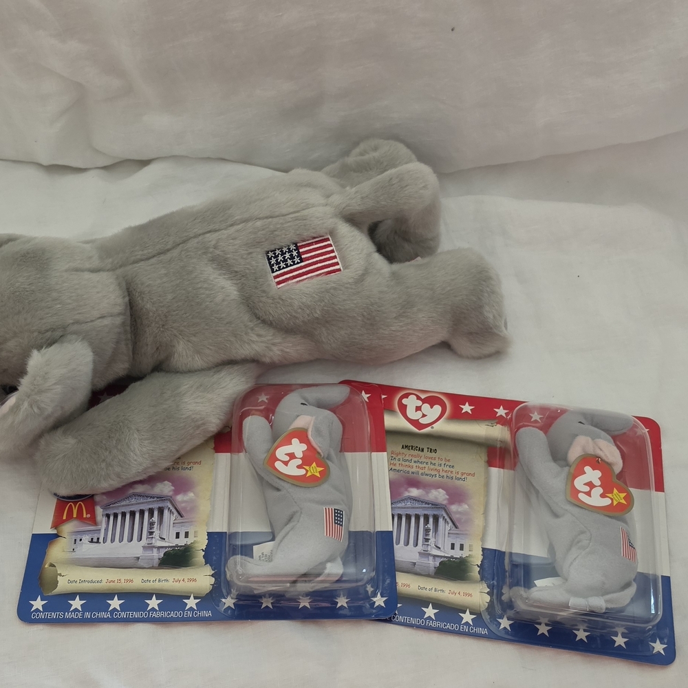 NWT-Ty Beanie Buddies Righy The Elephant 2 McDonalds Collectible Teenies